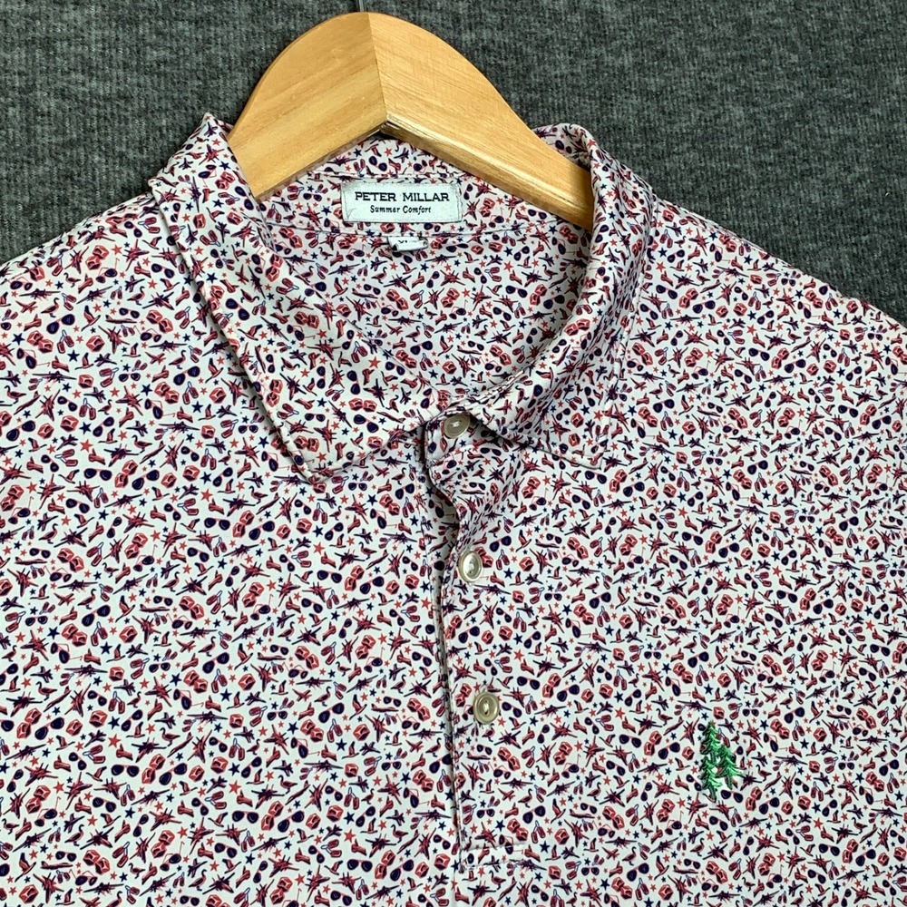 Peter Millar Geometric Polo Men Extra Large Summer Comfort Golf Travel Plane